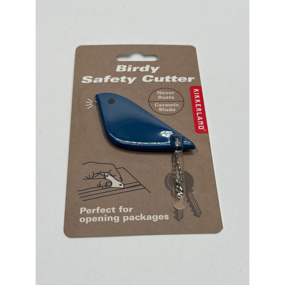 Kikkerland Birdy Safety Cutter Ceramic Blade Keychain Box Opener Blue CD154-A